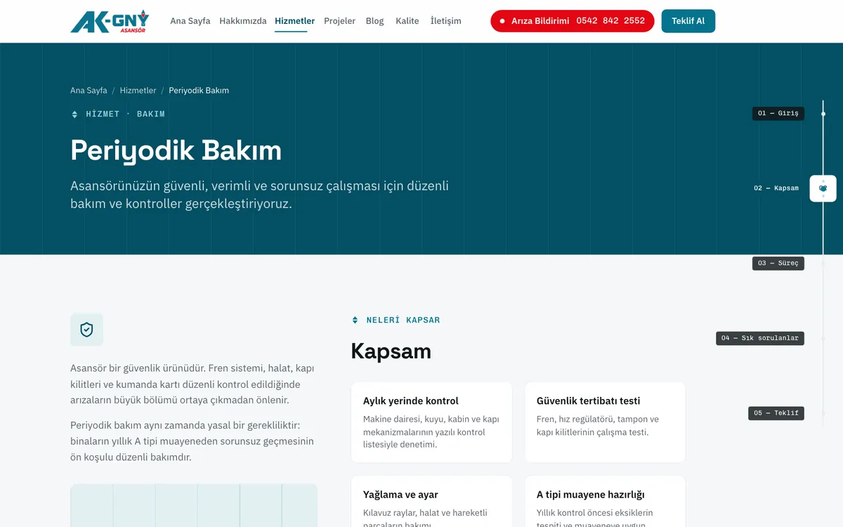 Periyodik bakım sayfası