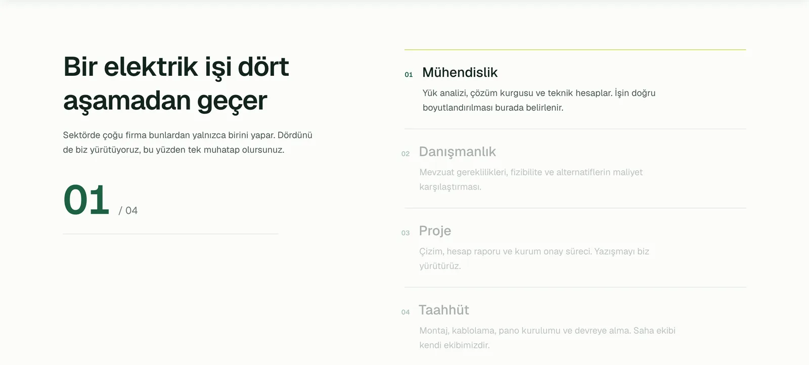 Süreç bölümü, aşama 1