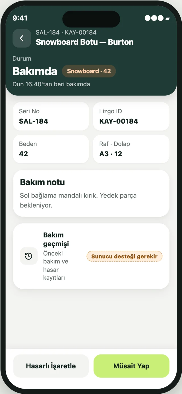 Lizgo mobil uygulama ekranı