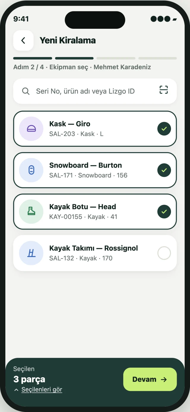 Lizgo mobil uygulama ekranı